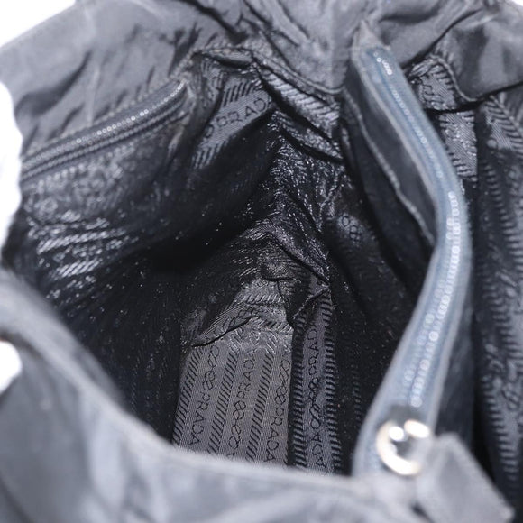 PRADA Tote Bag Nylon Black Silver Auth am11121