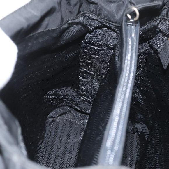PRADA Tote Bag Nylon Black Silver Auth am11121