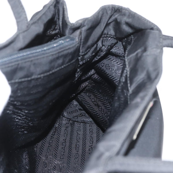 PRADA Tote Bag Nylon Black Silver Auth am11121