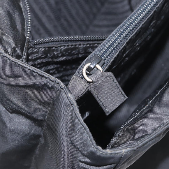 PRADA Tote Bag Nylon Black Silver Auth am11121