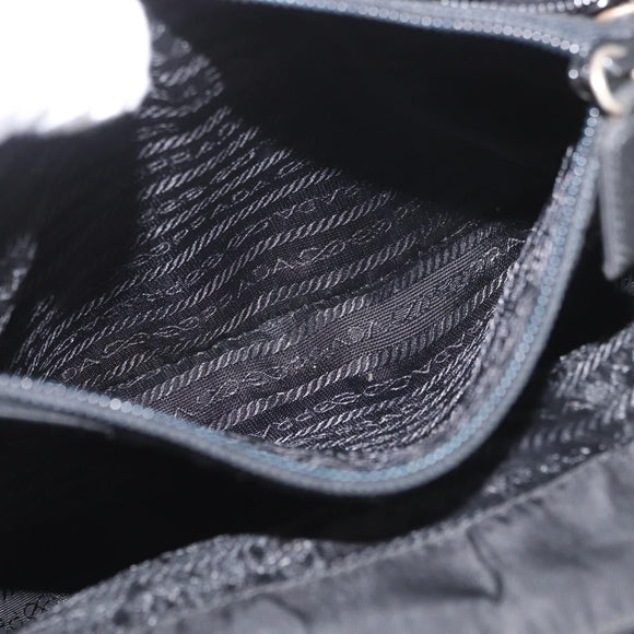 PRADA Tote Bag Nylon Black Silver Auth am11121