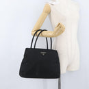 PRADA Tote Bag Nylon Black Silver Auth am11121-27