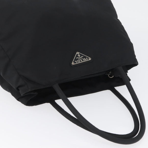 PRADA Tote Bag Nylon Black Silver Auth am11121