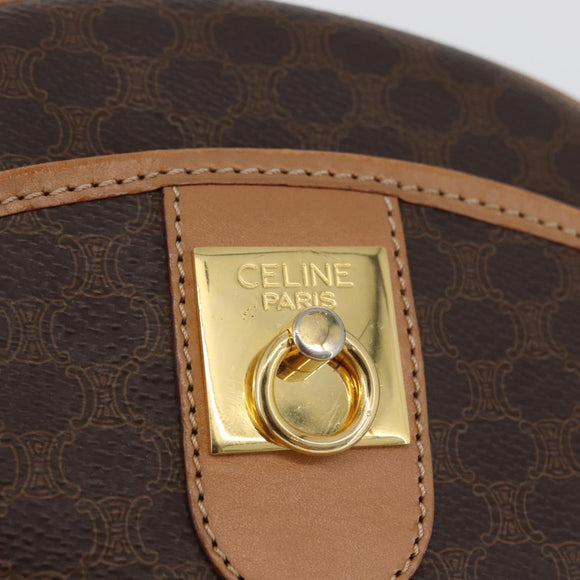 CELINE Macadam Canvas Shoulder Bag PVC Leather Brown Gold Auth am11126A