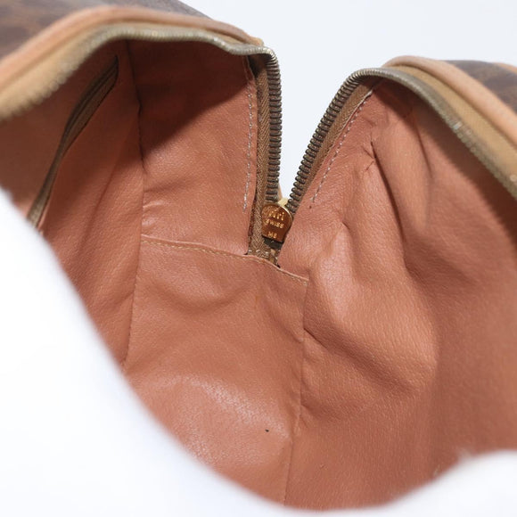 CELINE Macadam Canvas Shoulder Bag PVC Leather Brown Gold Auth am11126A