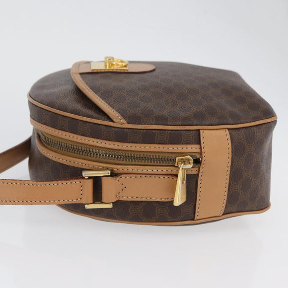 CELINE Macadam Canvas Shoulder Bag PVC Leather Brown Gold Auth am11126A