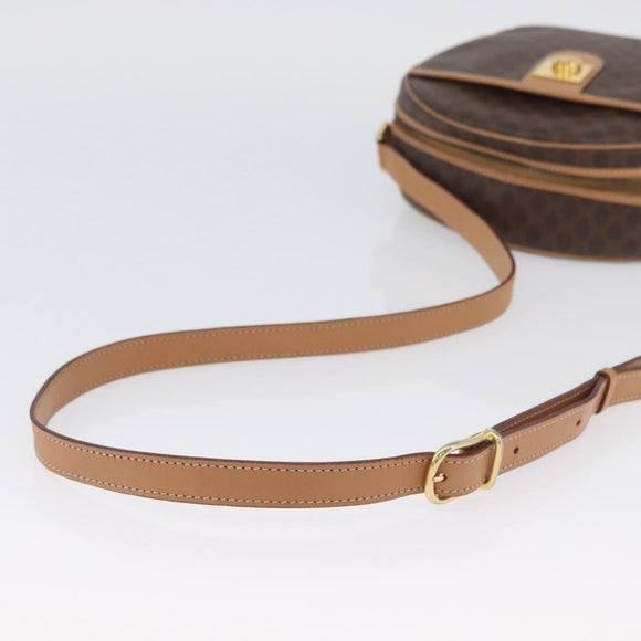 CELINE Macadam Canvas Shoulder Bag PVC Leather Brown Gold Auth am11126A