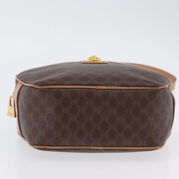 CELINE Macadam Canvas Shoulder Bag PVC Leather Brown Gold Auth am11126A