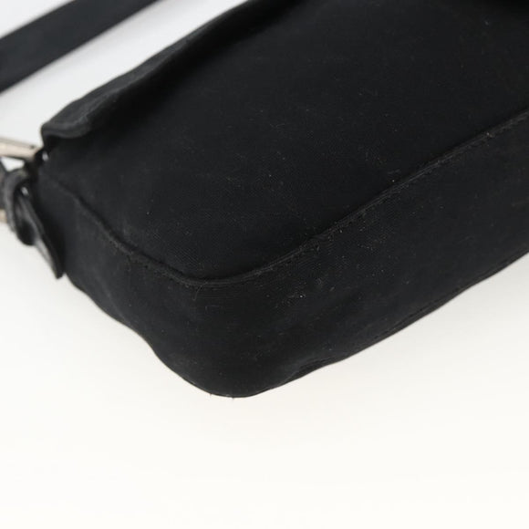 FENDI Mamma Baguette Shoulder Bag Nylon Black Silver Auth am11133