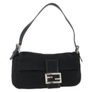 FENDI Mamma Baguette Shoulder Bag Nylon Black Silver Auth am11133-1