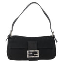 FENDI Mamma Baguette Shoulder Bag Nylon Black Silver Auth am11133-13