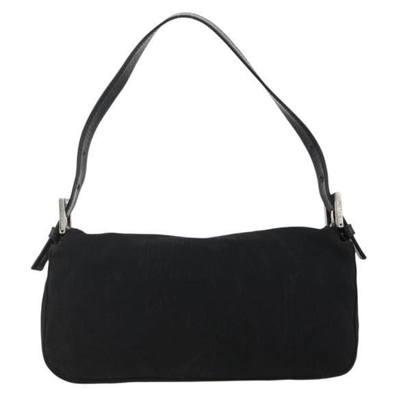 FENDI Mamma Baguette Shoulder Bag Nylon Black Silver Auth am11133