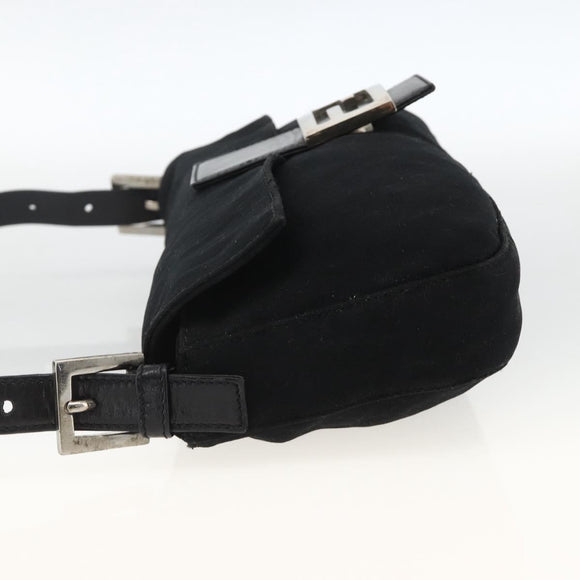 FENDI Mamma Baguette Shoulder Bag Nylon Black Silver Auth am11133
