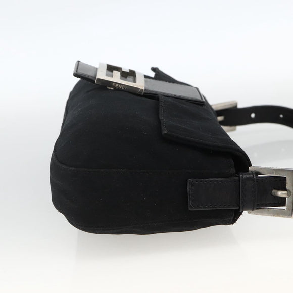 FENDI Mamma Baguette Shoulder Bag Nylon Black Silver Auth am11133
