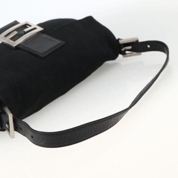 FENDI Mamma Baguette Shoulder Bag Nylon Black Silver Auth am11133