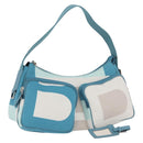 BALLY Shoulder Bag Canvas Baby Blue Silver Auth am11137A-1