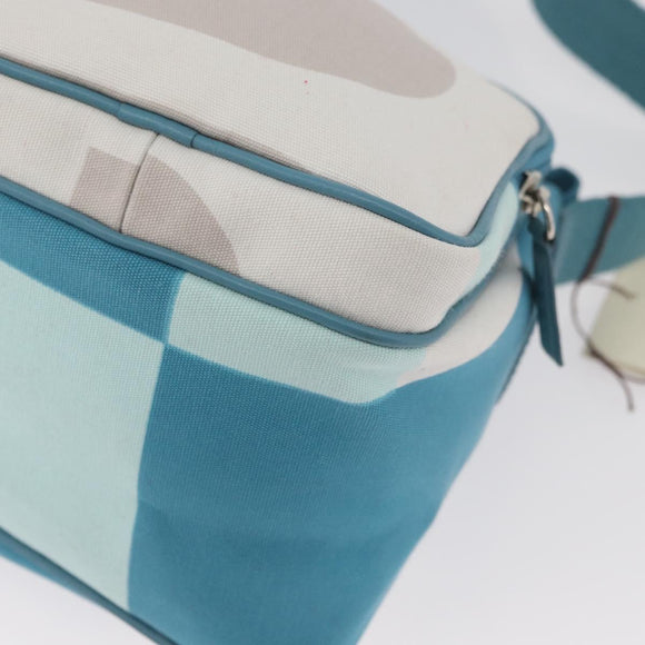 BALLY Shoulder Bag Canvas Baby Blue Silver Auth am11137A