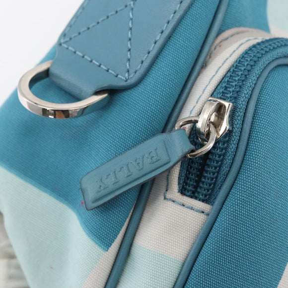 BALLY Shoulder Bag Canvas Baby Blue Silver Auth am11137A