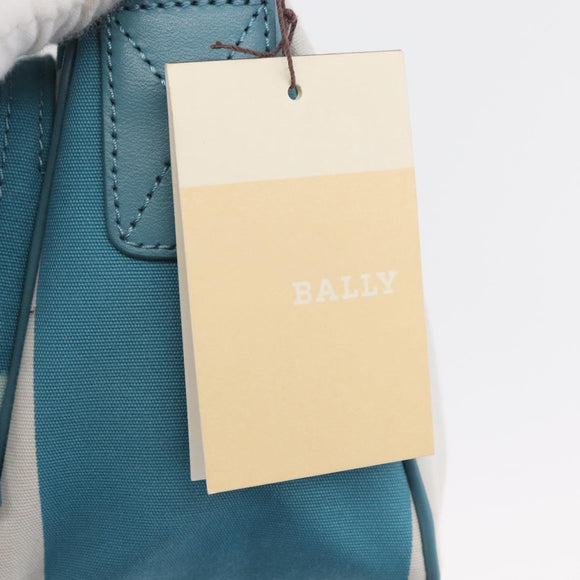 BALLY Shoulder Bag Canvas Baby Blue Silver Auth am11137A