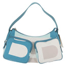 BALLY Shoulder Bag Canvas Baby Blue Silver Auth am11137A-13