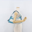 BALLY Shoulder Bag Canvas Baby Blue Silver Auth am11137A-29