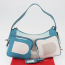 BALLY Shoulder Bag Canvas Baby Blue Silver Auth am11137A-12