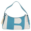 BALLY Shoulder Bag Canvas Baby Blue Silver Auth am11137A-2