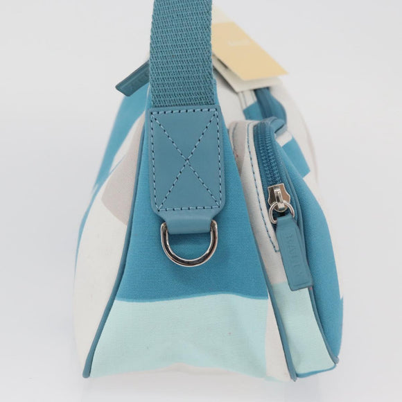 BALLY Shoulder Bag Canvas Baby Blue Silver Auth am11137A