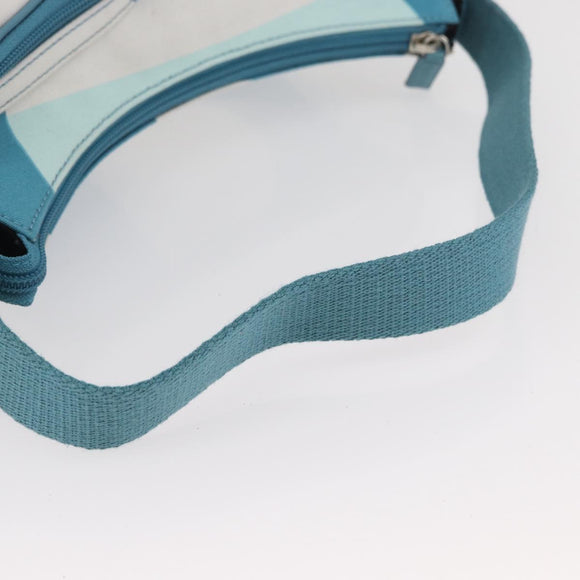 BALLY Shoulder Bag Canvas Baby Blue Silver Auth am11137A