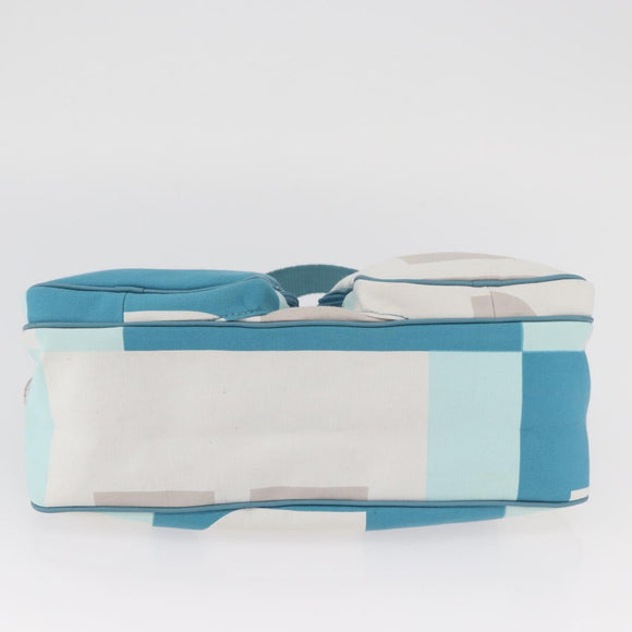 BALLY Shoulder Bag Canvas Baby Blue Silver Auth am11137A