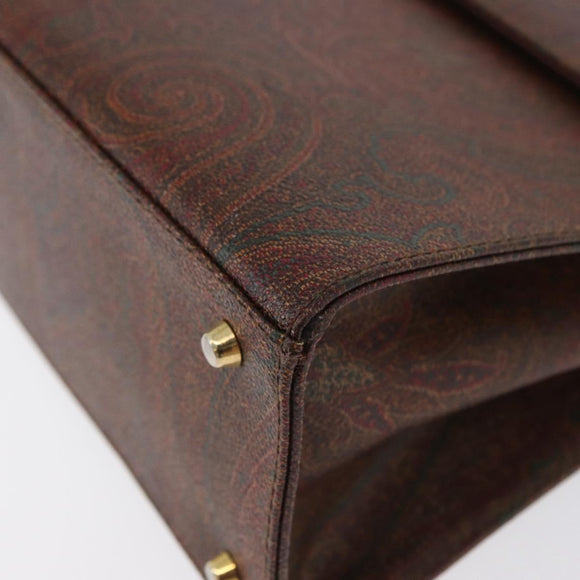 ETRO Paisley Hand Bag PVC Bordeaux Gold Auth am11139