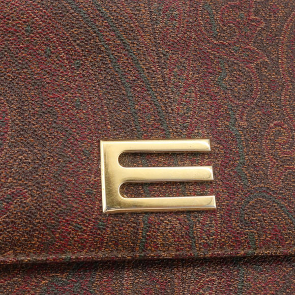 ETRO Paisley Hand Bag PVC Bordeaux Gold Auth am11139