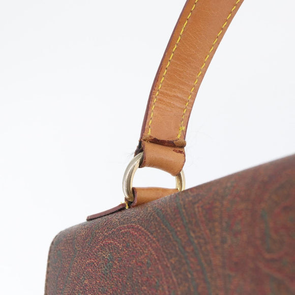 ETRO Paisley Hand Bag PVC Bordeaux Gold Auth am11139