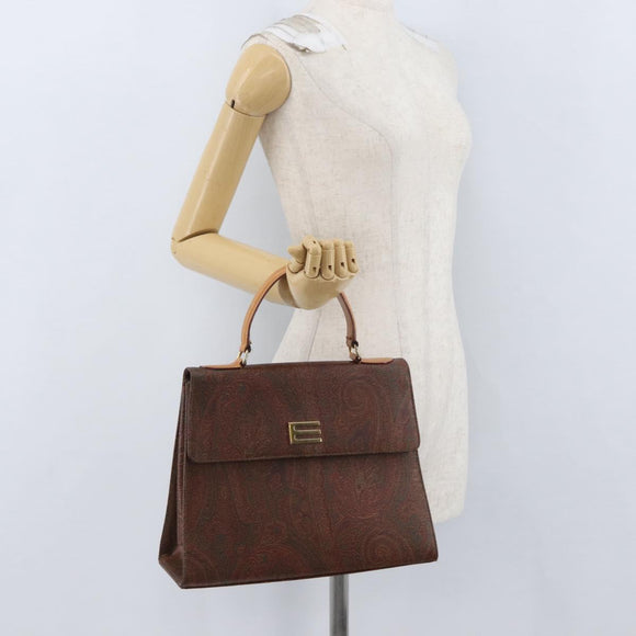 ETRO Paisley Hand Bag PVC Bordeaux Gold Auth am11139