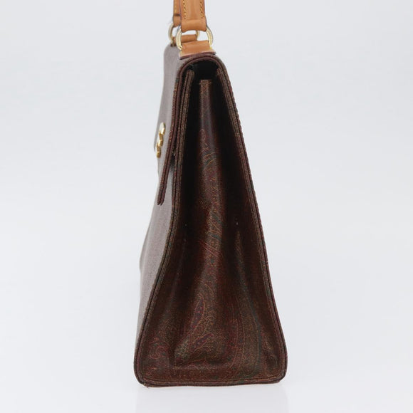 ETRO Paisley Hand Bag PVC Bordeaux Gold Auth am11139