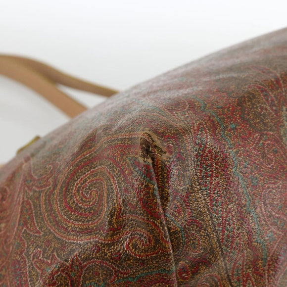 ETRO Paisley Tote Bag PVC Bordeaux Silver Auth am11145