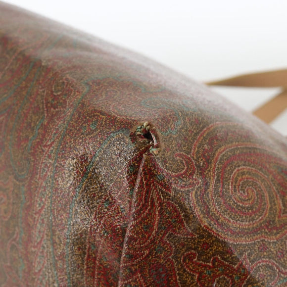 ETRO Paisley Tote Bag PVC Bordeaux Silver Auth am11145