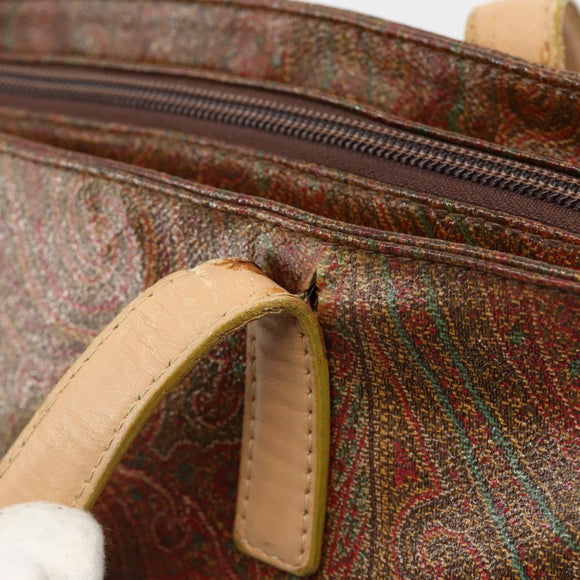 ETRO Paisley Tote Bag PVC Bordeaux Silver Auth am11145