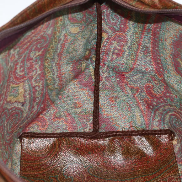 ETRO Paisley Tote Bag PVC Bordeaux Silver Auth am11145