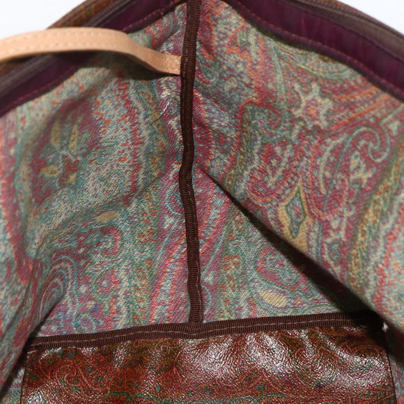 ETRO Paisley Tote Bag PVC Bordeaux Silver Auth am11145