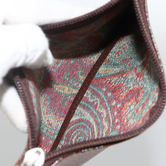 ETRO Paisley Tote Bag PVC Bordeaux Silver Auth am11145