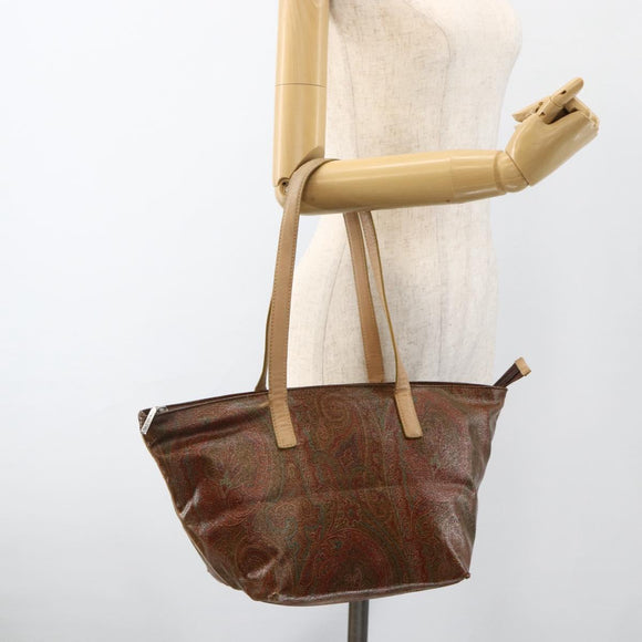 ETRO Paisley Tote Bag PVC Bordeaux Silver Auth am11145