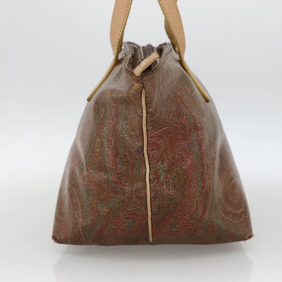 ETRO Paisley Tote Bag PVC Bordeaux Silver Auth am11145