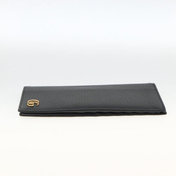 GUCCI GG Marmont Long Wallet Leather Black Gold 459133 Auth am11147A