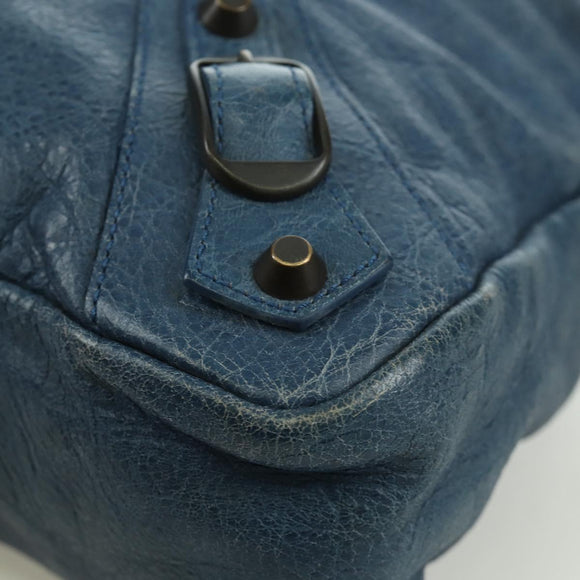 BALENCIAGA The Town Hand Bag Leather 2way Blue 240579 Auth am11151V