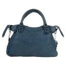 BALENCIAGA The Town Hand Bag Leather 2way Blue 240579 Auth am11151V-2