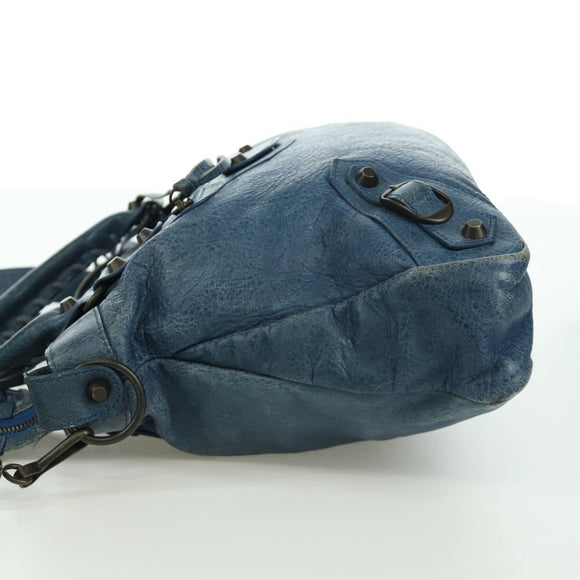 BALENCIAGA The Town Hand Bag Leather 2way Blue 240579 Auth am11151V