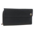 GUCCI Round Long Wallet Leather outlet Black Gold 449397 Auth am11154A-1
