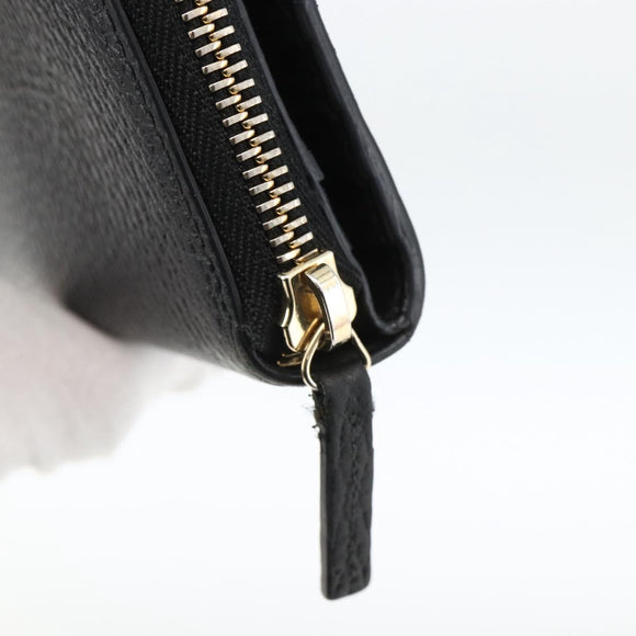 GUCCI Round Long Wallet Leather outlet Black Gold 449397 Auth am11154A