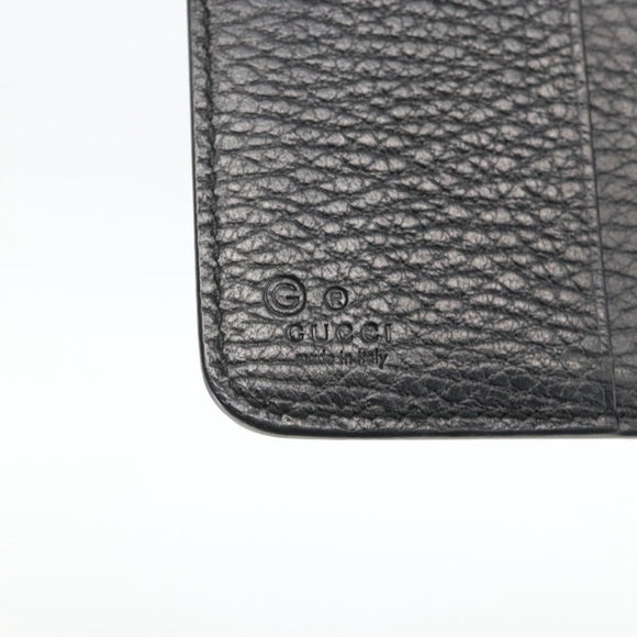 GUCCI Round Long Wallet Leather outlet Black Gold 449397 Auth am11154A